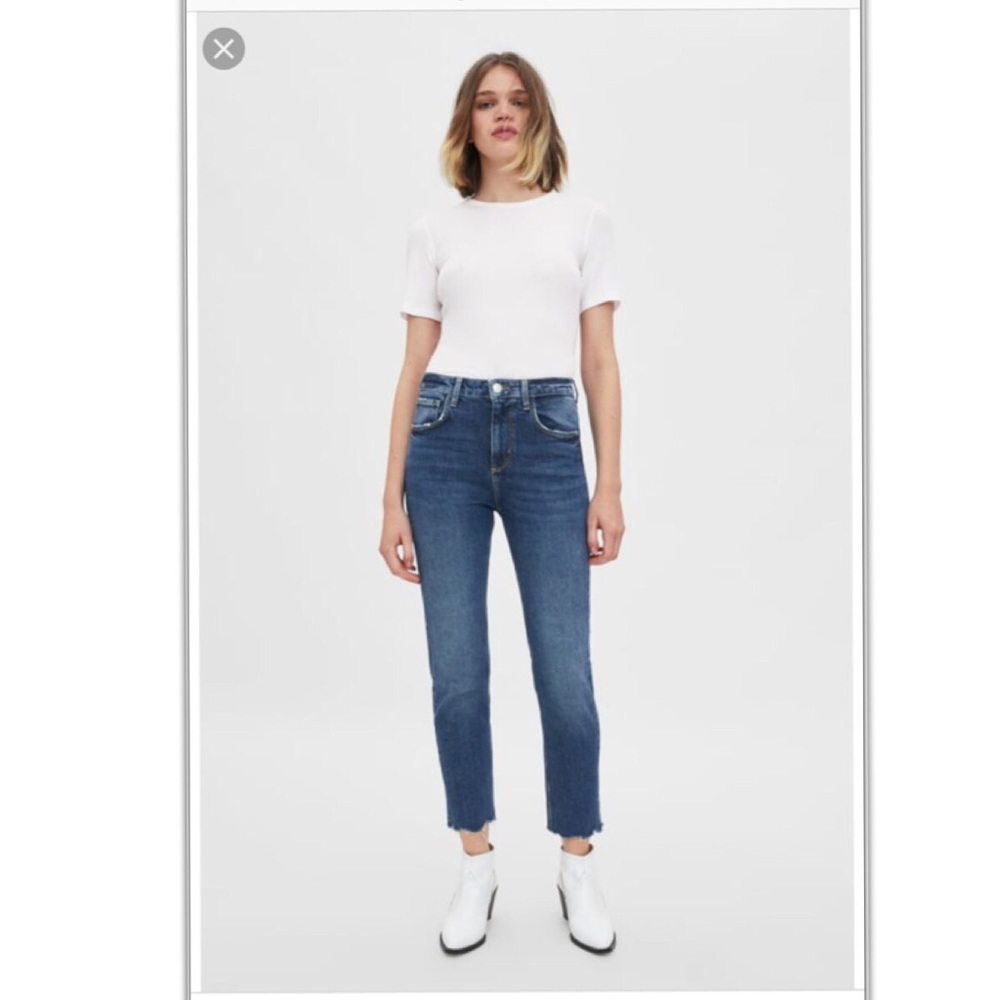 ZARA Raw Hem Premium High Waist Jeans 2